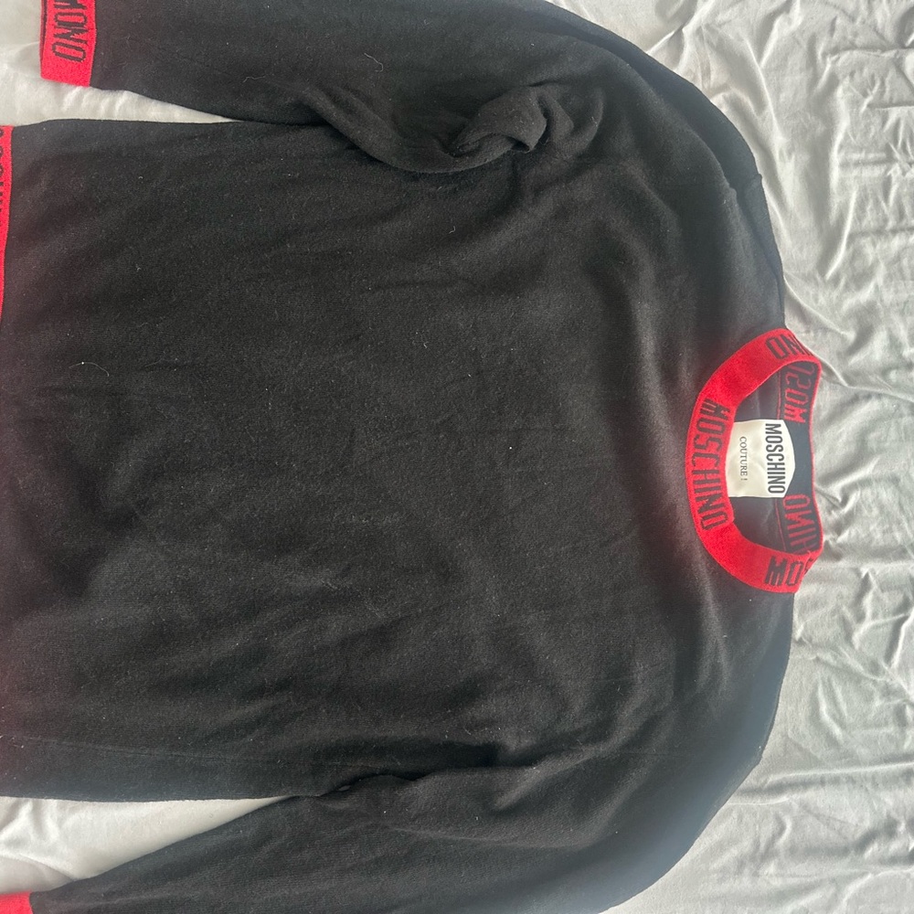 Moschino Men's Sweater in Black with Red Accents Large - Picture 5 of 6